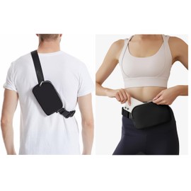 Crossbody Bag for Women with Adjustable Strap，Belt Bag for Woman Fanny Pack Lulu Dupes, Waterproof Cross Body Bag for Workout Hiking Running Travel (Black)