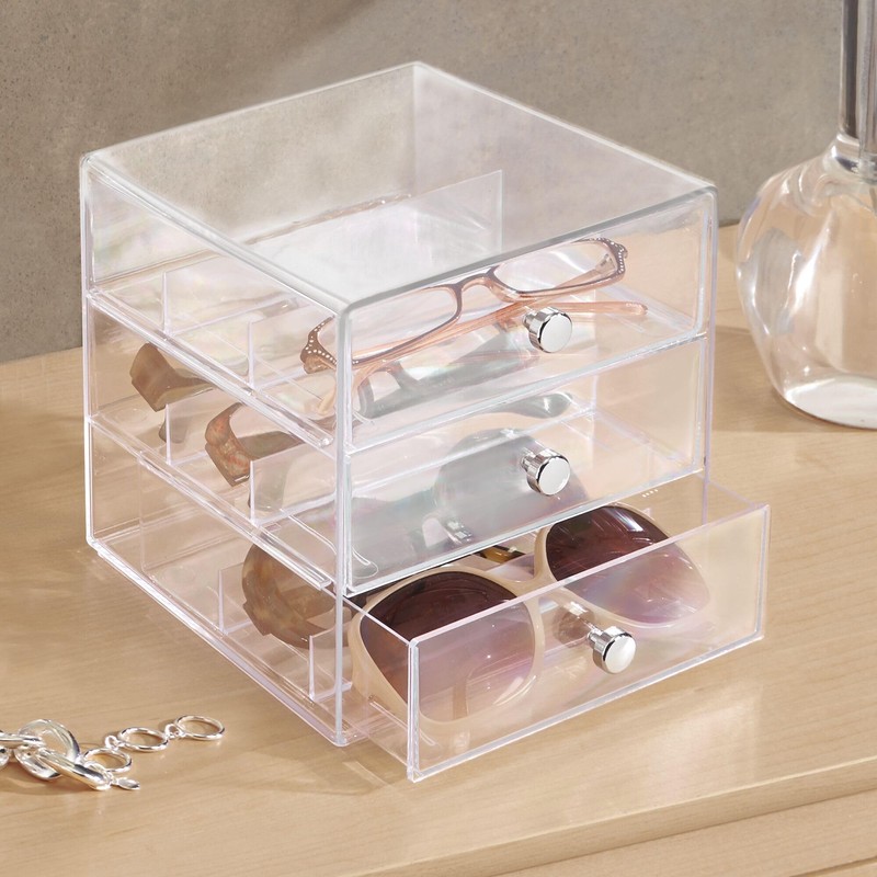 iDesign Divided 3-Drawer Stackable Organizer for Glasses, Sunglasses, and Readers