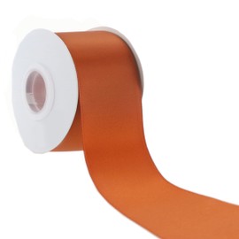 DINDOSAL Terracotta Ribbon 2 Inch Burnt Orange Ribbon Wedding Double Face Satin Ribbon for Crafts Thick Silk Ribbon for Gift Wrapping Bouquet Wrap - 25Yards