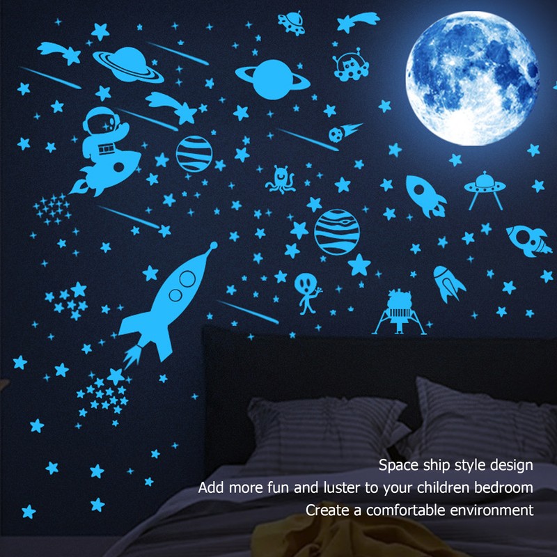 184pcs Glow in The Dark Stickers Space Ship Theme Self