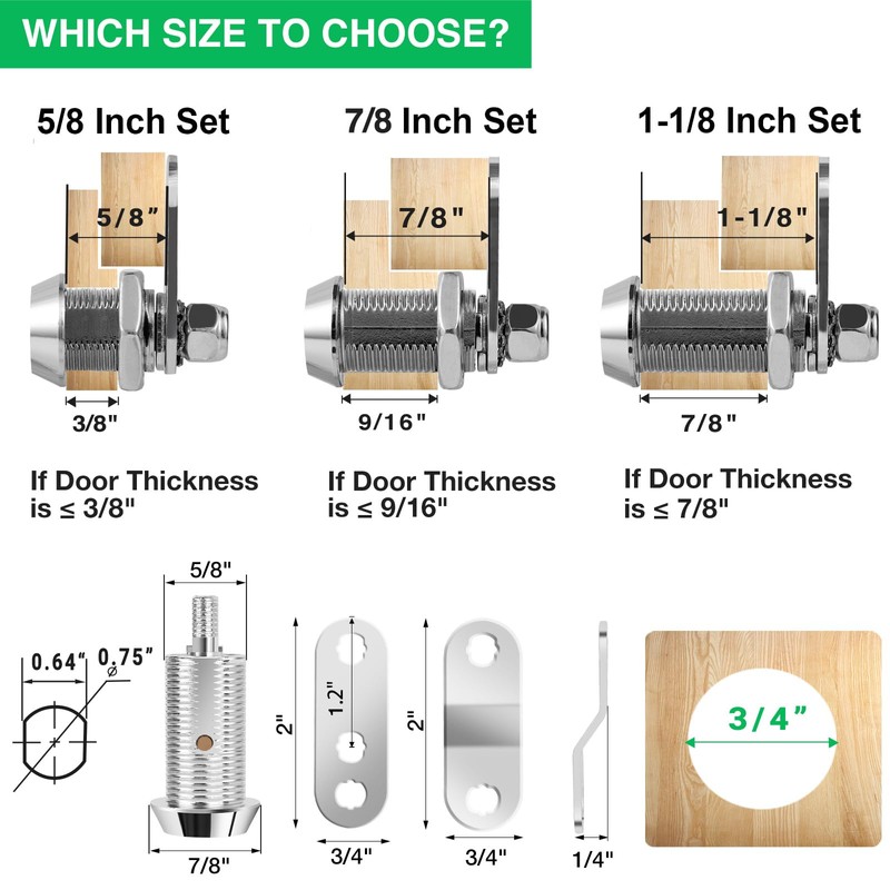 2 Pack Tool Box Lock with Keys, 5/8" Cabinet Lock
