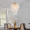 LumFurn 4-Lights Capiz Shell Chandeliers, 3-Layer Modern Pendant Light Fixture