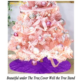 ShinyBeauty Christmas Tree Skirt-24Inch-Purple,Sequin Tree Skirt,Rustic Tree Skirt,Rustic Christmas Decorations (Purple)