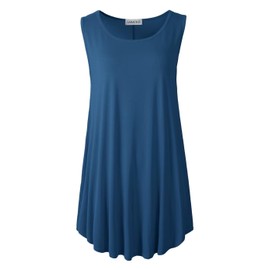 LARACE Camisetas sin mangas para mujer, talla grande, túnica casual, ropa de verano para leggings, Azul Acero, 3x