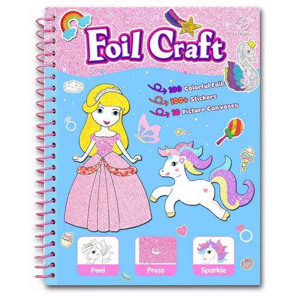 Princess & Unicorn Foil Arts Crafts for Kids, 2-in-1 Foil
