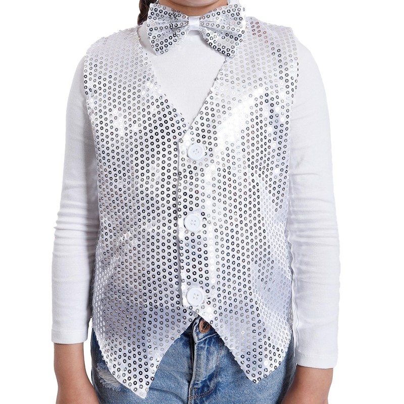 Carnavalife Boys Girls Sequin Vest Hip Hop Vest Costume for