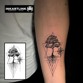 INKARTLINK 2 Sheets large Semi Permanent Tattoos,Temporary Tattoos, Adult Art Designs, Party Favors, Waterproof, Realistic, No Adhesive, No Reflective, Lasts 1-2 Weeks,Large (Tree of Life)