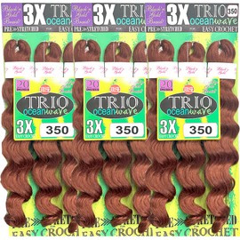 3X TRIO OCEAN WAVE 20" (3 PACK) 9 BUNDLES SYNTHETIC BRAIDING HAIR FOR CROCHET BRAIDING (#350 RUSTY COPPER)