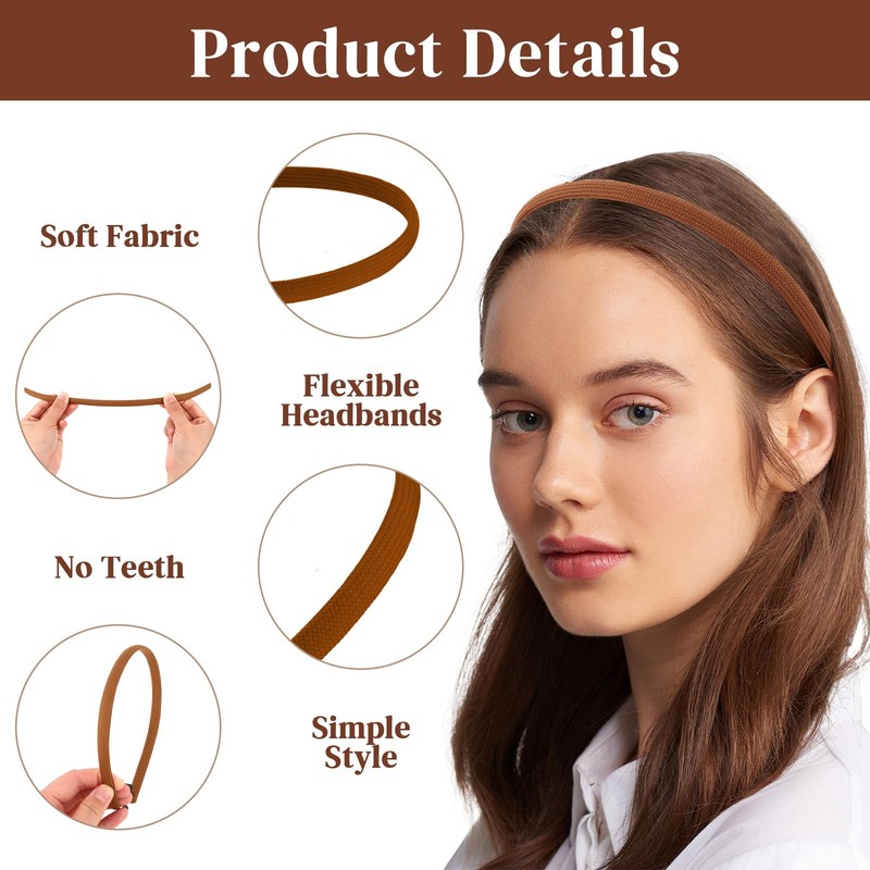 16 PCS Thin Soft Headbands For Women Girls Non Slip