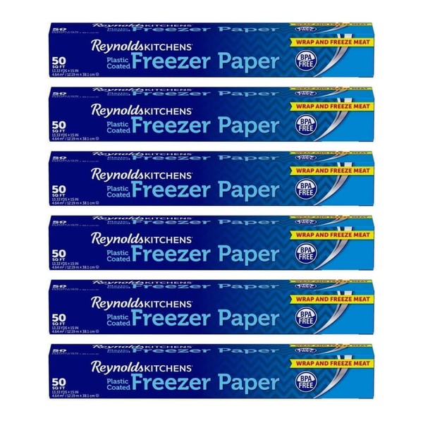 Reynolds Kitchens Freezer Paper - 50 Square Foot Roll, White (Pack of 6)
