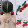 6 Pcs Red Cherry Hair Clips Crochet Mini Sweet Cherry