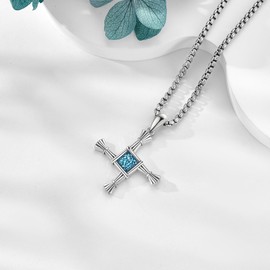 URONE Cross Chain Sterling Silver Crucifix Pendant Necklace Religious Jewellery Gifts for Women Men, No Gemstone