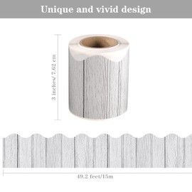 Self Adhesive Wood Bulletin Board Borders Rustic Classroom Bulletin Border Trim for School Home Decoration,49.2 Feet (White)