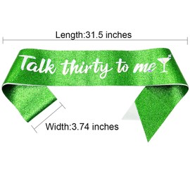 NAUXIUDSJS 30th Birthday Sash,Glitter Sash with Multicolor Foil, Happy 30th Birthday for 30th Birthday Decorations Women 30th Birthday Gift Party Favor Accessories,Green