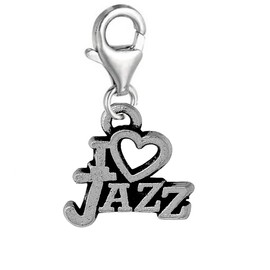 Sexy Sparkles I Love Jazz Clip on Pendant Charm for Bracelet or Necklace