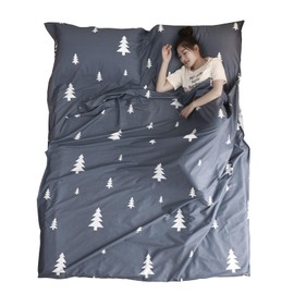 Azarxis Saco de Dormir Ligero Algodón Sábana de Viaje Limpio Bolsa de Dormir para Camping Viajar Hoteles (Azul, L - 180×210 cm)