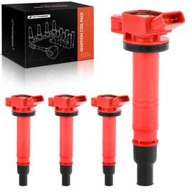 A-Premium (Red) Engine Ignition Coil Pack Compatible with Toyota Camry, Corolla, Tacoma, Tundra, 4Runner, Matrix, FJ Cruiser, Solara & Lexus IS F, IS500, GS F, RC F, LC500 & Scion xB, 4-PC Set