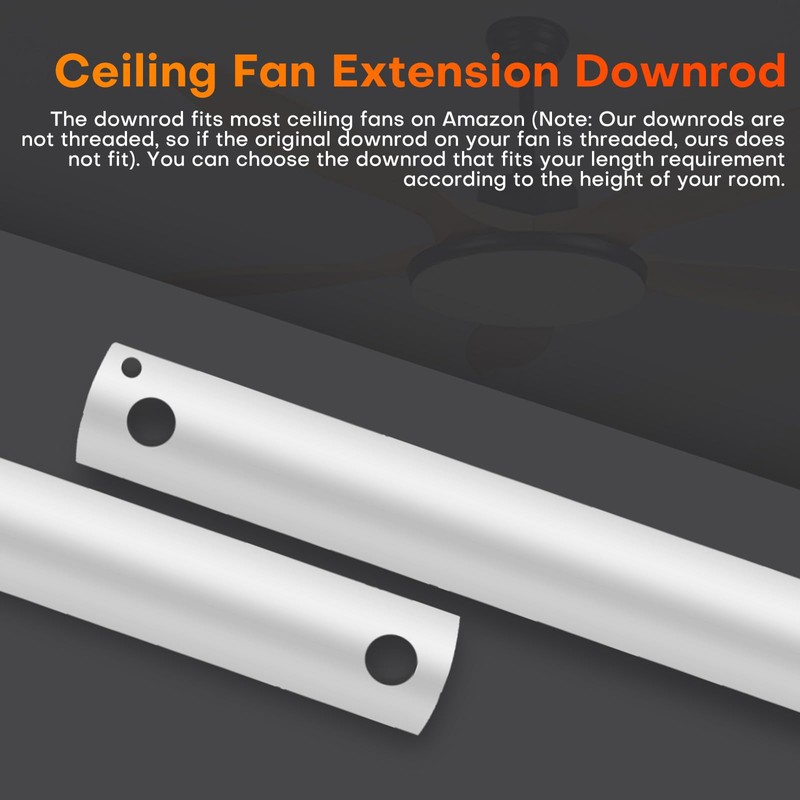 16-Inch Ceiling Fan Downrod with Extension Cord, 1.3-Foot White Ceiling