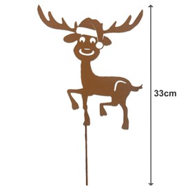 KRONLY Rudolf Reindeer Christmas Rust Stake 32 cm x 23 cm Garden Stake Metal