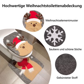 yeloumiss Toilet Seat Cover Christmas Toilet Lid Carpet Christmas Decoration Toilet Lid Cover Seat Cover Santa Claus Snowman Elk Christmas Items Decorative Bath Mats Set of 2 (Elk)
