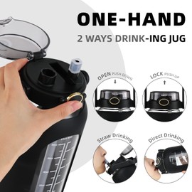 SIEROZUR 74 oz Glass Water Bottle with Straw and Lid Large Gallon Water Bottle with Silicone Sleeve 2.2 Liter Sports Water Bottles with Time Marker For Gym, Workout,Wide Mouth