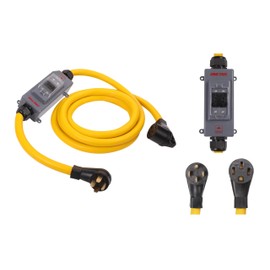 NEMA 14-50P to 14-50R 15 Feet Hydraulic Magnetic Circuit Breaker ON Off Switch Current Protector 240V 50 Amp 3 Prong Male Plug to 3 Prong Female Outlet Receptacle Power Cord Adapter