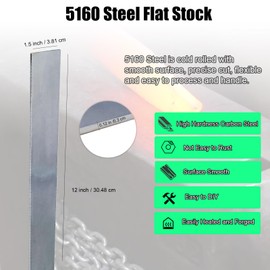 3 Pack 5160 Steel for Knife Making - 12"x1.5"x1/8" Hot Rolled 5160 Steel Flat Stock & Forging Steels High Carbon Knife Blanks for Knife Making DIY