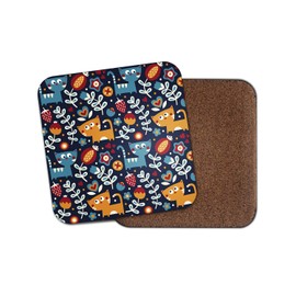 1 x Adorable Cats Coaster - Cartoon Fun Cute Kitten Cat Ginger Mum Girls #15375