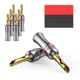 Tertullus Pack of 8 BFA Banana Plugs Loudspeaker Lockable Screwable 24K Gold-Plated Size 4 mm for Speaker Amplifier Hi-Fi AV Receiver Stereo Home Cinema Radio