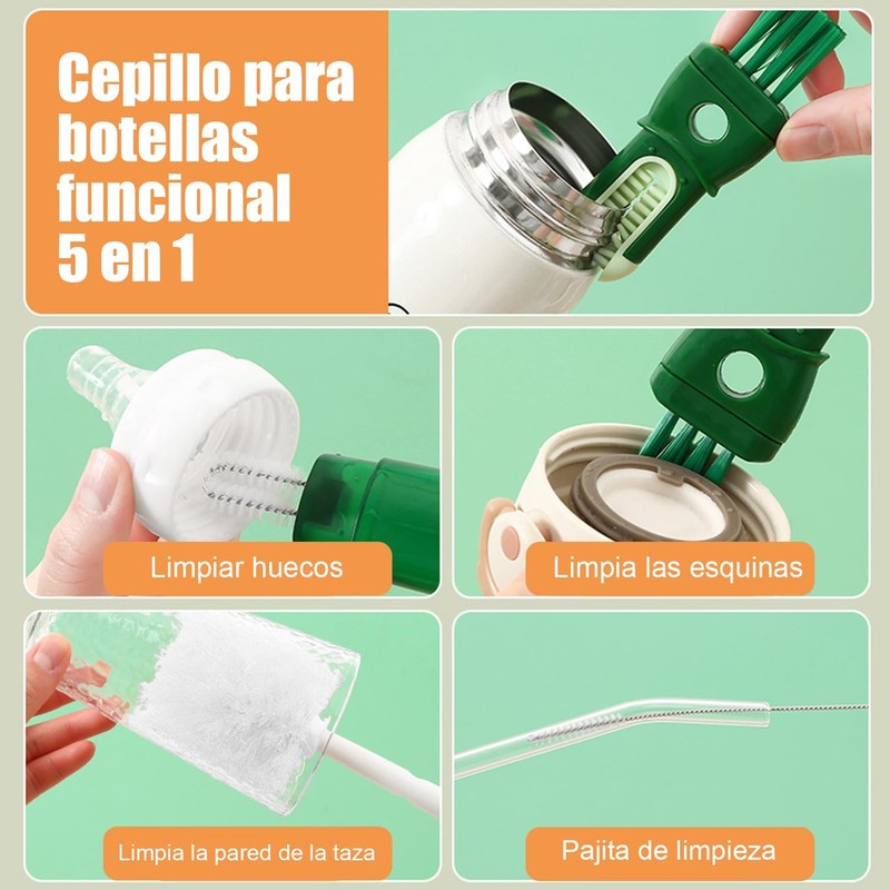 11 Piezas Cepillo para Lavar Popotes, Cepillo para Botellas con