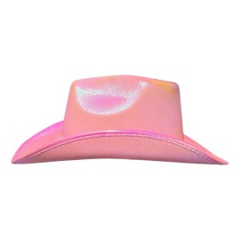 Sombrero Vaquero Rosa Neón Tornasol Texano Fiesta H /#~