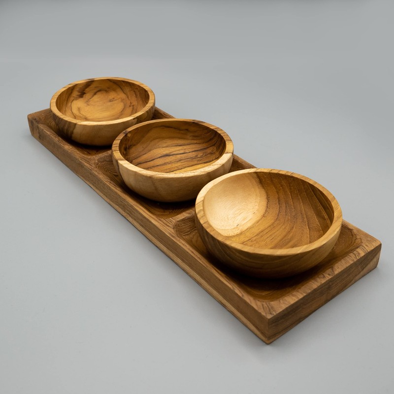 Mienloco Wooden Bowls with Serving Plate