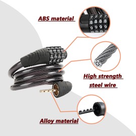 VGE 4-Digit Combination Bike Lock - Heavy Duty Anti Theft Cable Lock with Keyless Security, Weatherproof Design for Bicycle, E-Bike, Scooter，Motorcycles,Mountain Bike,Road Bike,Metal Sliding Door