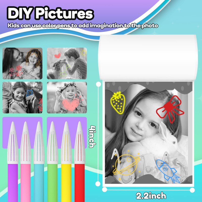 Printer Paper,6 Rolls for Kids Instant Print Camera,HD Printing Thermal