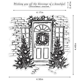Christmas Tree House Background Clear Stamps for Card Making and Photo Album Decorations, Christmas Message Silicone Stamp Door Home Transparent Rubber Stamps Seal for DIY Scrapbooking Supplies