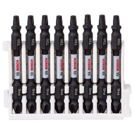 Bosch Professional 8pcs. Double Screwdriver Set (Impact Control, 8 x PH2-T20 Bits, Length 65mm, Pick and Click, Accessory Impact Drill)