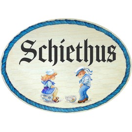 Kaltner Präsente Gift idea – decorative door sign in antique design decorative item toilet toilet Schiethus (18 x 13 cm)
