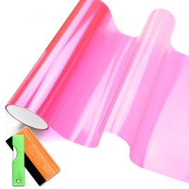 JDMBESTBOY Free Tool Kit 12"x60" (1FT x 5FT) Glossy Pink Headlight Taillight Fog Light Side Marker Vinyl Tint Film Self Adhesive