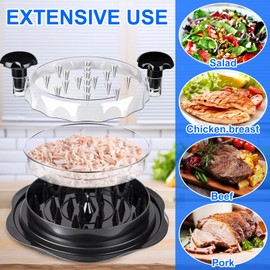 JOPPLIM Chicken Breast Shredder, Chicken Shredder Tool Twist Large, Meat Shredder Tool Twist with Separate Plate, Non-Slip Bottom, Ergonomic Handle, Suitable for all kinds of Cooked Meat and Salad