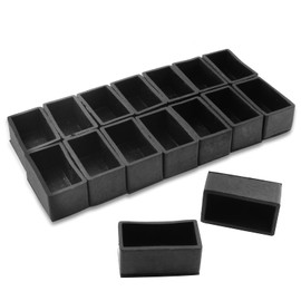 Uenhoy 16 Pcs Rectangle Rubber Chair Leg Covers, Black Chair Leg Caps Rectangular Furniture Feet Cover, Chair Leg Floor Protectors 1" x 2"