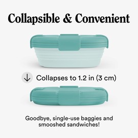 STOJO Collapsible Sandwich Box – 24oz, Reusable Food Storage Container, Silicone Bowl for Hot/Cold Food – Meal Prep, Lunch, Camping, Hiking – Dishwasher Safe (Set of 1, Eucalyptus Green)