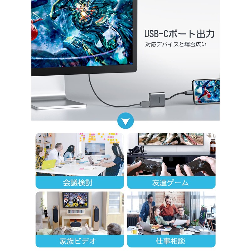 USB C to HDMI Adapter 4K@60Hz 2-IN-1 dual hdmi expansion