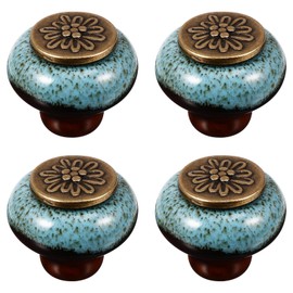 EXCEART Vintage Ceramic Drawer Pull Handle 4pcs Ceramic Drawer Cabinet Handle Knobs Dresser Furniture Decorative for Home Kitchen
