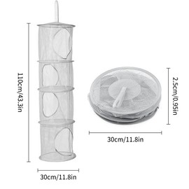 Luckious Hanging Mesh Storage Bag, Collapsible Hanging Mesh Basket Foldable Hanging Soft Toy Storage Bag - Collapsible, Foldable, and 4-Tier Compartments (Grey)