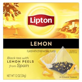Lipton Black Tea Lemon, Pyramid Tea Bags, Flavored Teabags for a Refreshing Cup of Tea, 20 Total Tea Bags