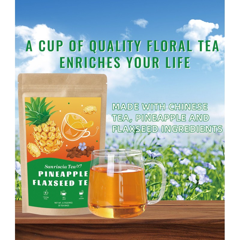 Sanriscia Pineapple Flaxseed Tea 30 Tea Bags，3g Each Healthy Ingredients，this