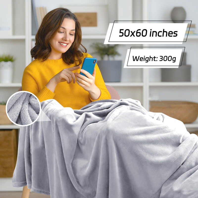 NovaSunrise 3-Pack Fleece Throw Blankets 50x60, 300GSM Soft Flannel Plush
