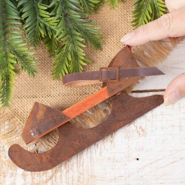 Factory Direct Craft Set of 4 Primitive Antiqued Rusted Metal Hanging 6" Ice Skate Ornaments