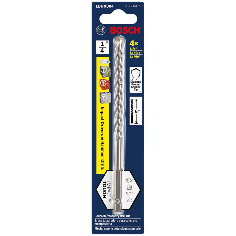 Bosch 1/4 in. X 6 in. Hex Shank Hammer Drill