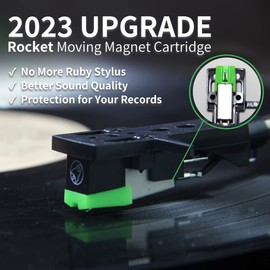 Arkrocket 3-Speed Bluetooth Record Player Retro Turntable with Built-in Speakers Rocket Moving Magnet Cartridges and Removable Legs (Orange)